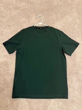 Theory Men's Dark Green Crew Neck T-Shirt - Ryder Tee